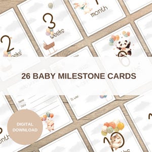 Cartes bébé étape importante, Cartes bébé mensuelles imprimables, Souvenir de bébé, Cadeau numérique baby shower, Accessoires photo première année, Décoration de chambre d'enfant