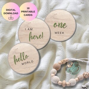 Cartes d'étape imprimables pour bébés – Thème du bois rustique | Téléchargement instantané | Cadeau baby shower | Accessoire photo mensuel | Vert
