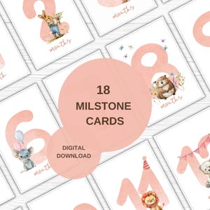 Cartes d'étape imprimables pour bébé fille - Cartes mensuelles florales roses - Cadeau de baby shower - Téléchargement numérique au format PDF