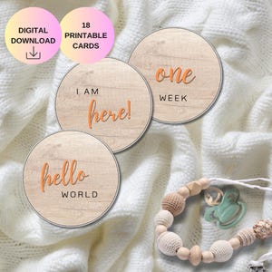 Cartes d'étape imprimables pour bébés – Thème du bois rustique | Téléchargement instantané | Cadeau baby shower | Accessoire photo mensuel | Orange