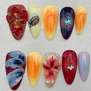 Nail Art,Nail Polish,Nail Design,Nail Flower,Nail Press On Flower,Nail Handmade,Gifts For Her