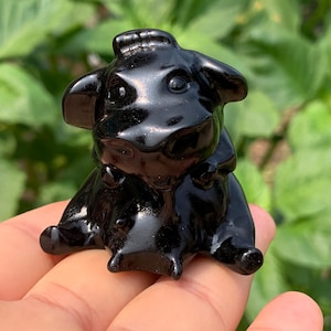 4,8 cm Natürlicher Obsidian Quarz Milchkuh Schädel,Kristall handgeschnitzte Kuh,Kristallschädel,Kristallschädel,Kristallheilung/St