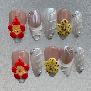 Flower Nail,Nail Polish,Nail Art,Nail Design,Handmade Nail,Nail Press On Flower,Gift For Her