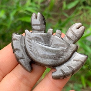 2.3&#39;&#39;+ Natural Silver obsidian quartz,quartz crystal,hand carved,Crystal Crab,Crab skull,Home Decoration Crystal Gifts 1PC