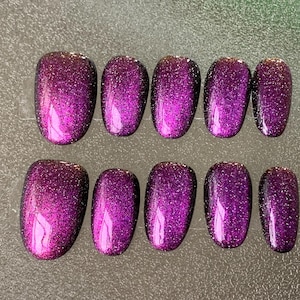Simple Cat Eye Nail/Cute Short Square Nail/ French Tip Nail/Handmade Press on Nail/Trendy Popular Nail/Easy Valentine Nail
