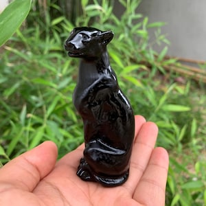 3,9&quot; Quartzo Obsidiana Natural, Cristal de Quartzo, Esculpido à Mão, Crânio de Leopardo de Cristal, Leopardo Obsidiana, Decoração para Casa 1pc