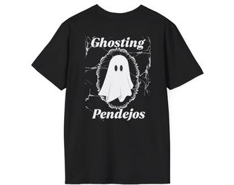 Maglietta unisex Ghosting Pendejos Softstyle, maglietta con costume di Halloween, maglietta divertente con fantasma, abbigliamento casual, regalo per gli amici