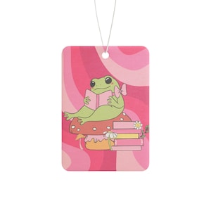 Cute Frog Car Air Freshener, Scented Car Accessory, Eco-Friendly Air Freshener, Gift for Book Lovers, Car Decor