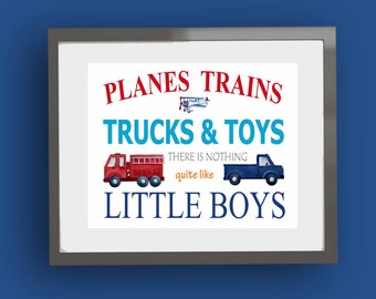 Retro Cars and Trucks Kids Room Decor Mid Century Modern Traffic Illustration Things That Go Nursery Set of 2 8 X 10 Art Prints