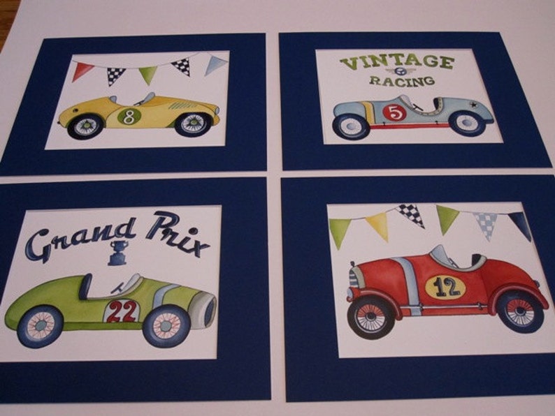 Race car nursery art vintage race car art prints boys Etsy