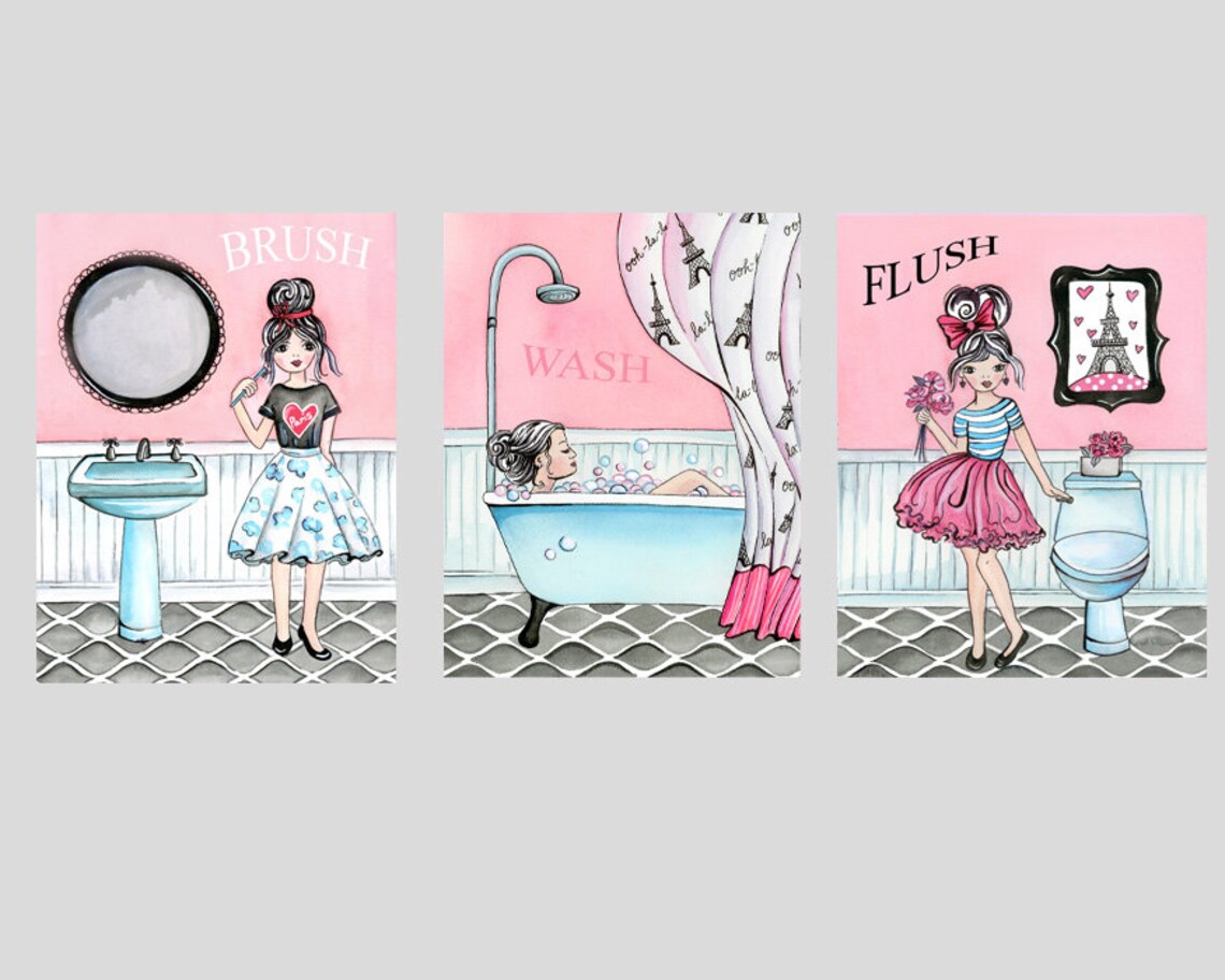 Paris bathroom decor Paris art prints paris bathroom Etsy