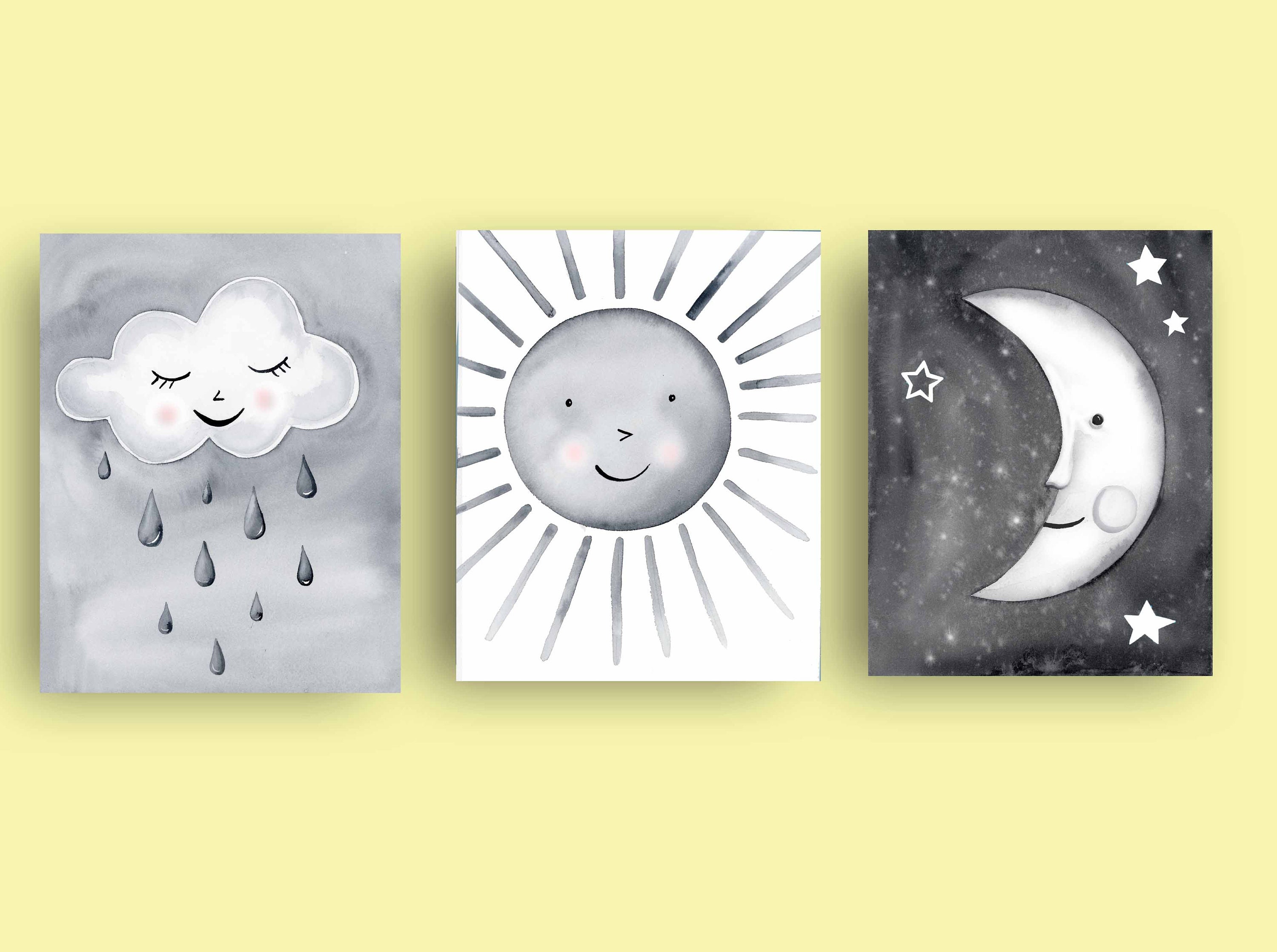 Sun Moon Star Nursery Art Stars Moon Art Prints Children Etsy