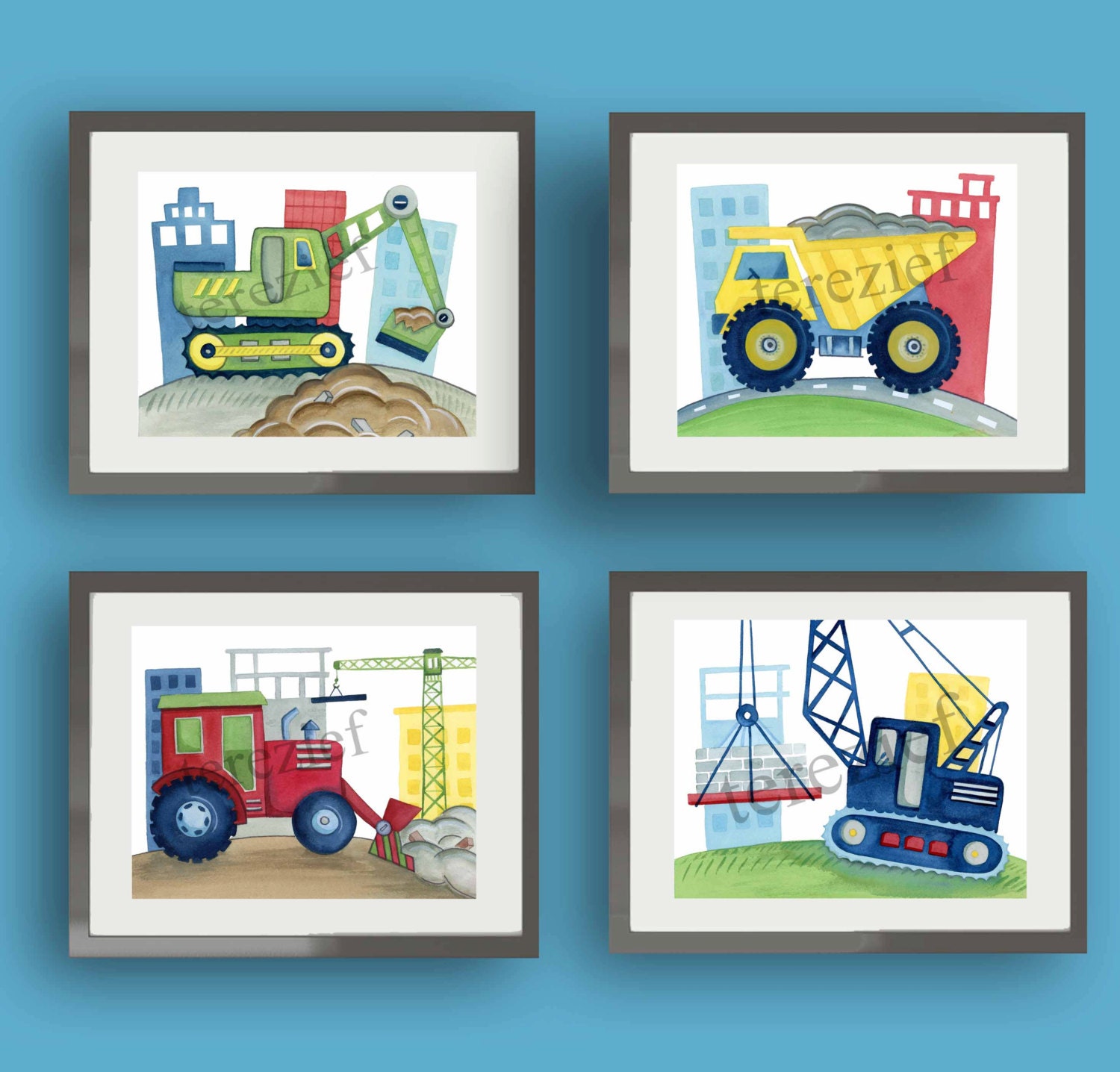 Construction truck wall art décor boy nursery bedroom art Etsy