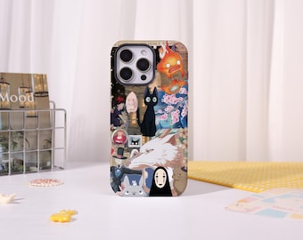 Spirited Away Friends iPhone Case,Two-in-One iPhone Protective Case iPhone 17/16/15/14/13/12 Basic/Pro/Mini/Pro Max,Magsafe Case For iPhone