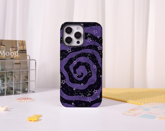 Purple Star Swirl iPhone Case,Two-in-One iPhone Protective Case iPhone 17/16/15/14/13/12 Basic/Pro/Mini/Pro Max,Magsafe Case For iPhone