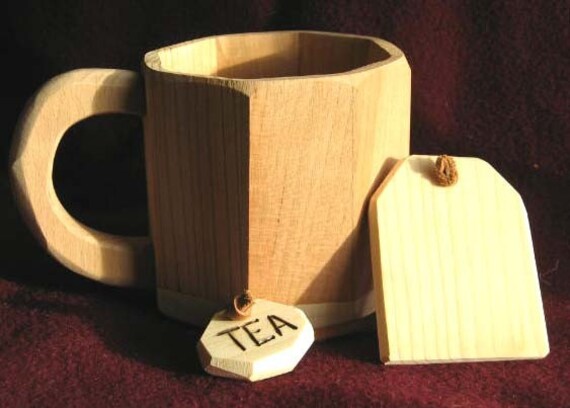 Wooden Tea Cup with Wooden Tea Bag