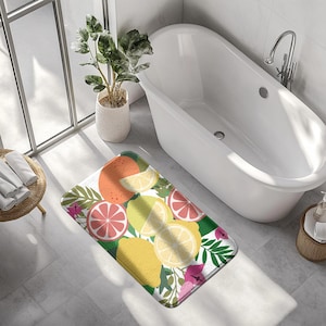 Citrus Fruit collection Polyester Doormat Lemon Orange Door Mat Entryway Doormat Coil Mat, Dirt Remove Washable Indoor Outdoor Housewarming