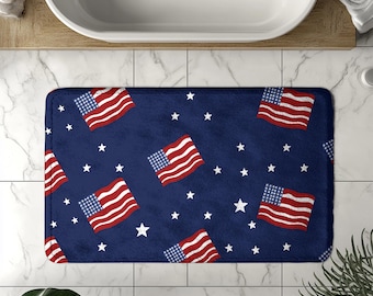 American Flags Pattern Polyester Doormat Patriotic Stars and Stripes Welcome Mat and entryway doormat New home gift doormat easter doormat
