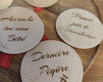 Cartes étapes en bois pour parcours PMA