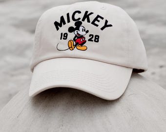 Gorra de béisbol bordada de Mickey Mouse, diseño de orejas de Mickey, ideal para viajes a Disney Magic Kingdom, ideal para vacaciones familiares, gorra de Mickey de 1928