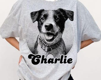 Camiseta personalizada para mascotas con foto y nombre de la mascota, camiseta personalizada con retrato de mascota, camiseta gráfica personalizada para perro y gato, regalo para amantes de las mascotas, sudadera para amantes de los perros.