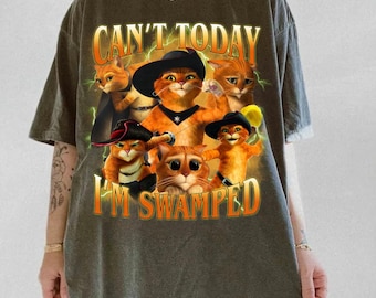 Camiseta "Hoje não posso estar atolado", camiseta "Gato de Botas", camiseta "Fiona e Shrek", camiseta "Shrek retrô", camiseta "Gato de Botas com meme", camiseta "Shrek"