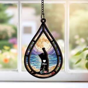 Personalized Cat Memorial Suncatcher, Pet Loss Remembrance Ornament, Custom Cat Sympathy Gift with Name, Loss of Cat Keepsake for Cat Lovers