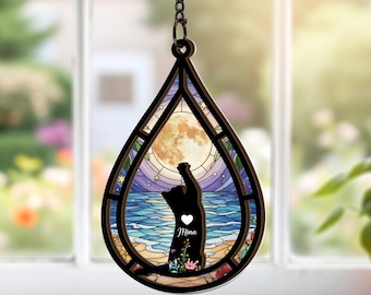 Personalized Cat Memorial Suncatcher, Pet Loss Remembrance Ornament, Custom Cat Sympathy Gift with Name, Loss of Cat Keepsake for Cat Lovers