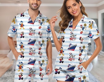 Conjunto de pijamas Disney Cruise para a família, roupa de dormir combinando para férias em cruzeiro Disney, pijamas para fãs da Disney, roupa de cruzeiro em família