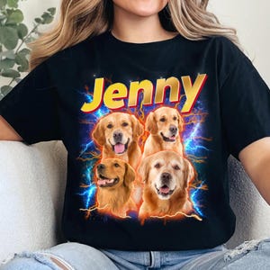 Custom Vintage Bootleg Pet Shirt, Pet Photo + Name Custom Dog Portrait Personalized Shirt, Custom Dog Bootleg Shirt, Custom Dog Shirt