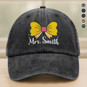 Teacher Pencil Bow Embroidered Hat, Personalized Sublimation Embroidered  Hat, Cute Back to School  Baseball Cap, Gift Hat