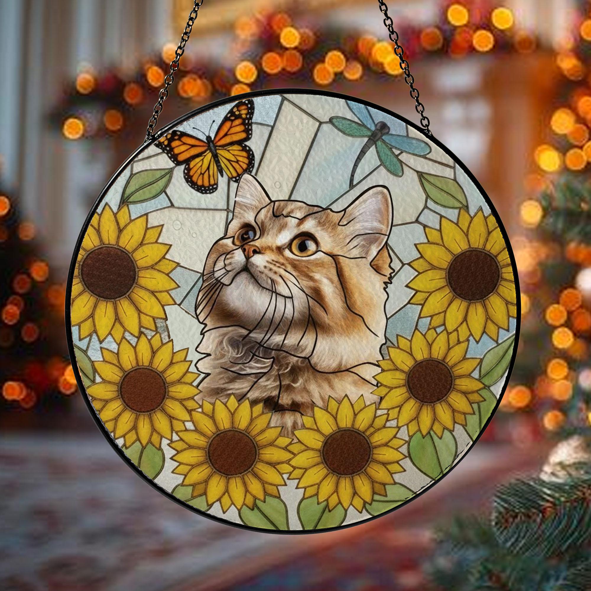 Custom Cat Portrait Stained Glass Suncatcher – Pet Portrait Acrylic ...