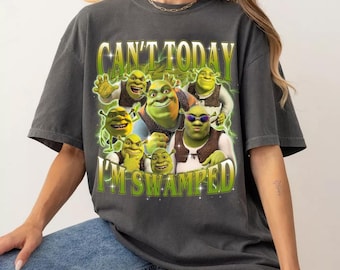 Can't Today I'm Swamped Shirt, Shrek Funny Shirt, Fiona and Shrek Shirt, Retro Shrek Shirt, Shrek Face Meme Shirt, Shrek Sweatshirt