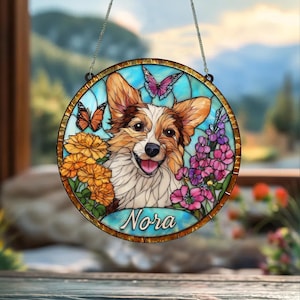Custom Pet Portrait Stained Glass Suncatcher, Personalized Pet Suncatcher,Custom Dog Portrait from Photo, Memorial Gift for Dog or Cat Lover