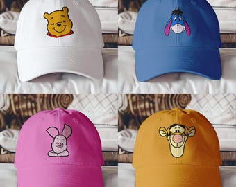 Customize Winnie The Pooh Characters Embroidered Cap, Cute Disney Pooh Bear Cap, Disney Hat, Family Trip Hat, Tigger Embroidered Cap