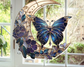 Luna Moth Butterfly Suncatcher Acrylic Window Hanging - Acrylic Ornament Wall Art, Unique Christmas Gift for Her