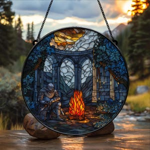 Dark Souls Stain Glass Suncatcher, Artorias the Abysswalker Acrylic Suncatcher, Elden Ring Suncatcher, Dark Souls Classic Bonfire Merch.