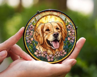 Personalized Dog Portrait Stained Glass Suncatcher, Custom Pet Memorial Acrylic Photo Suncatcher, Dog Loss Keepsake, Pet Loss Gift