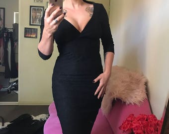 SALE Black Lace Vida wiggle Dress long sleeve