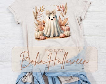 Halloween otoño fantasma bohemio PNG calabaza rosa femenina PNG otoño floral bohemio PNG Halloween PNG vibraciones de otoño PNG temporada espeluznante PNG uso comercial