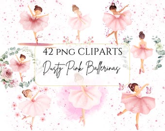 Ballerina Clipart Watercolor Cute Ballet png Dusty Pink Ballerina Clipart Swan Lake Clipart  Blush Pink Watercolor Ballerina PNG Swan Lake