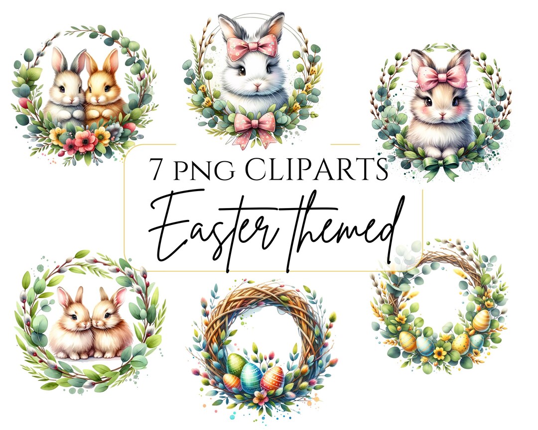 Easter Wreath Clipart PNG Watercolor Wreath Clipart Spring Flowers ...