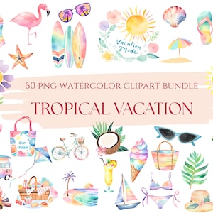 Watercolor summer beach clipart Summer vacation PNG Travel clipart 60 Watercolor Boho Summer PNG  Perfect for Planners and Scrapbooking