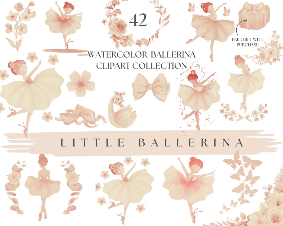 Ballerina Clipart Watercolor Soft Beige Ballet Clipart Swan Lake ...