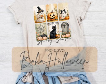 Temporada espeluznante PNG Fantasma de Halloween vintage PNG Halloween SVG Vibras de otoño PNG Pincelada de Halloween Sublimación Diseño de camiseta de Halloween PNG