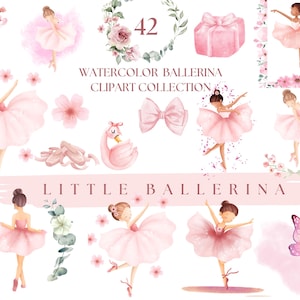 Aquarell Ballerina Clipart, Schwanensee Clipart Rosa Ballerina PNG Aquarell Ballett Clipart Altrosa Blumen Schwan Clipart Tanz Clipart