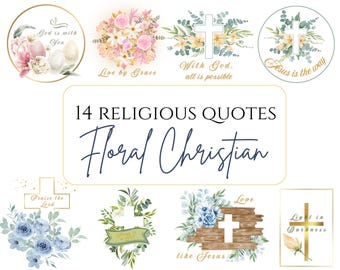 Watercolor Floral Religious Clipart Faith Quotes Clipart png Floral Bible Verse God Jesus PNG Religious Quote tee Christian Digital Stickers