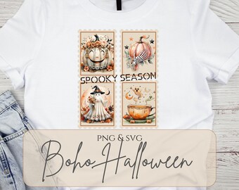 Temporada espeluznante PNG Fantasma de Halloween vintage PNG Halloween SVG Vibras de otoño PNG Pincelada de Halloween Sublimación Diseño de camiseta de Halloween PNG