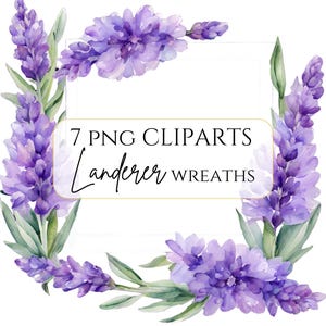 Watercolor Lavender Clipart Lavender Wreath png Purple Floral Wreaths Purple Wildflower Clipart Mediterranean Spring Flowers Wedding invite