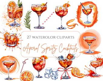 Aperol Spritz PNG Aperol png Aquarell Aperol Cocktail Clipart Orange Spritz Cocktail Sommergetränk Png Trendige Aquarell Cocktails